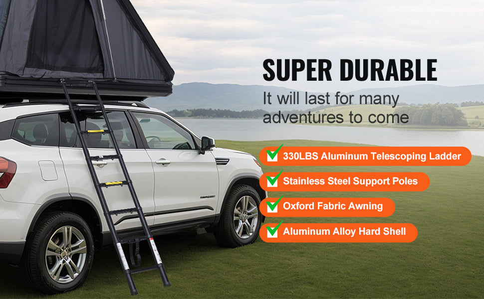 Rooftop Tent Hard Shell Roof Top with Telescopic Ladder Thick Mattress Waterproof Windproof for Jeep Van Pickup Truck