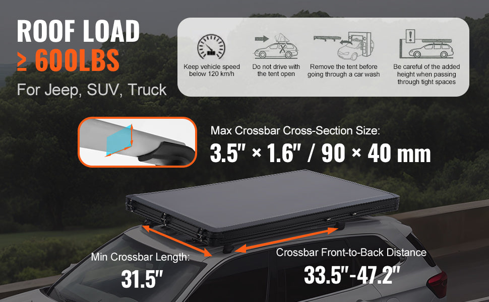 Rooftop Tent Hard Shell Roof Top with Telescopic Ladder Thick Mattress Waterproof Windproof for Jeep Van Pickup Truck