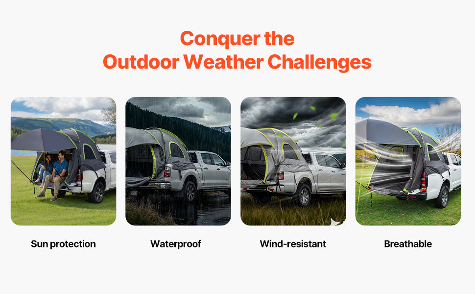 Pickup Truck Tent for Camping Waterproof PU2000 2-3 Person Truck Bed with Expandable Awning